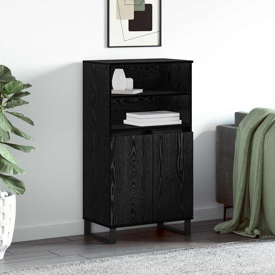 Highboard Zwart 60 x 36 x 110 cm Bewerkt hout