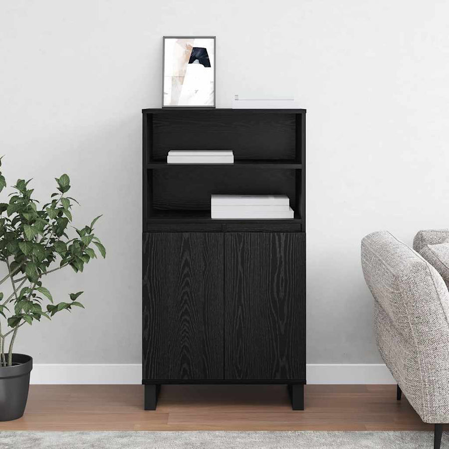 Highboard Zwart 60 x 36 x 110 cm Bewerkt hout