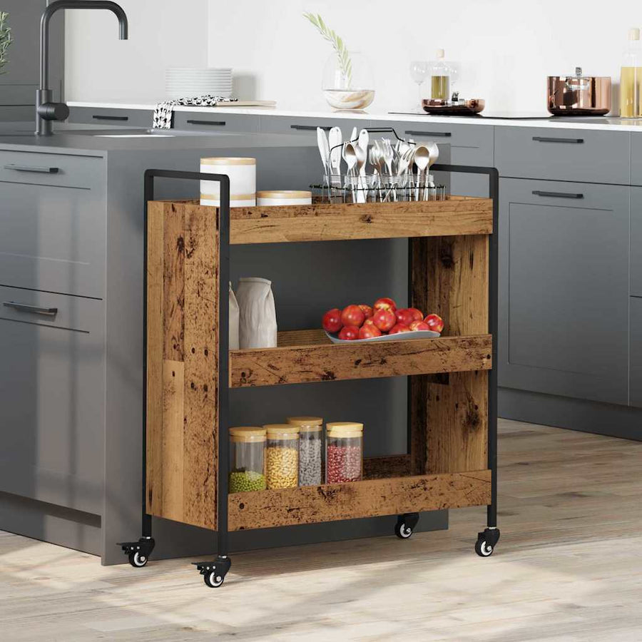 Keuken Trolley Oudhout 70 x 30 x 82 cm Bewerkt hout