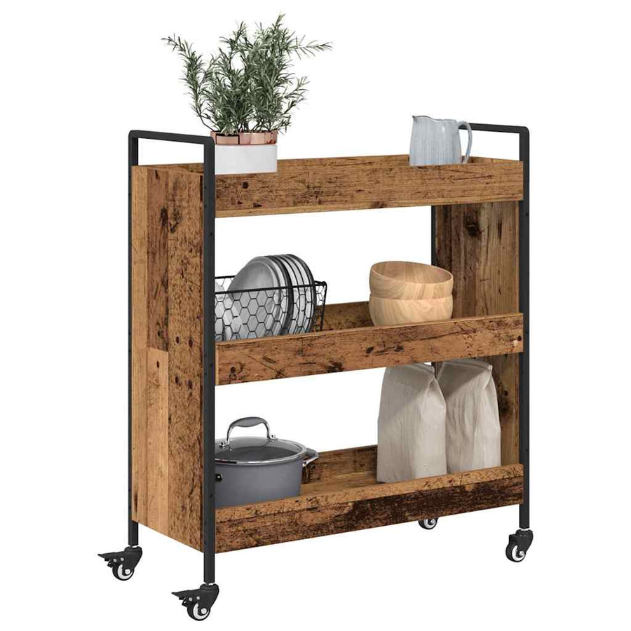 Keuken Trolley Oudhout 70 x 30 x 82 cm Bewerkt hout