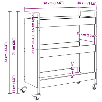 Keuken Trolley artisanaal eikenkleurig 70 x 30 x 82 cm