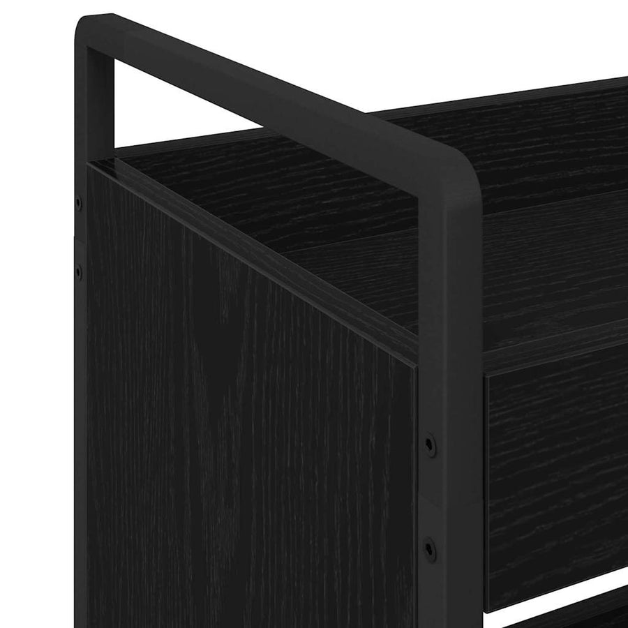 Keuken Trolley Zwart Eiken 70 x 30 x 82 cm Bewerkt hout