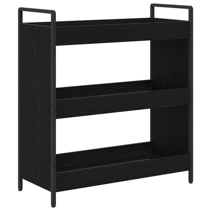Keuken Trolley Zwart Eiken 70 x 30 x 82 cm Bewerkt hout