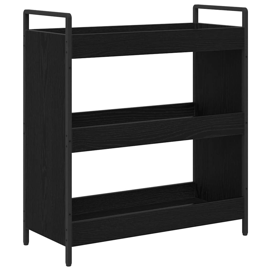 Keuken Trolley Zwart Eiken 70 x 30 x 82 cm Bewerkt hout