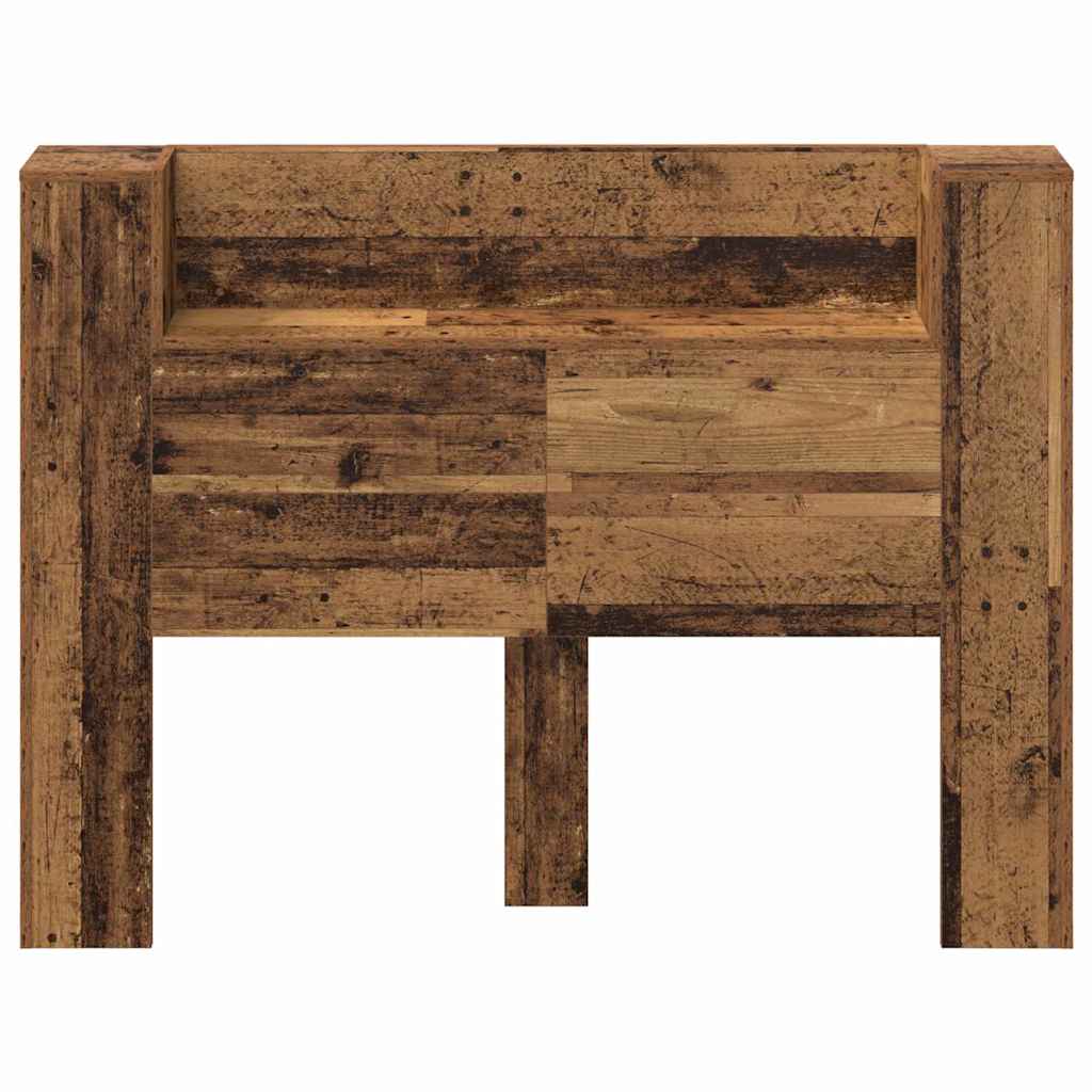 Hoofdeinde kas met LED -striplichten met plank met hoofdeinde met opslag Oud hout Bewerkt hout