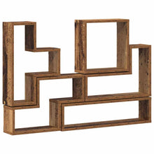 Muur Cube met plank Oud hout 96 x 12 x 64 cm Bewerkt hout