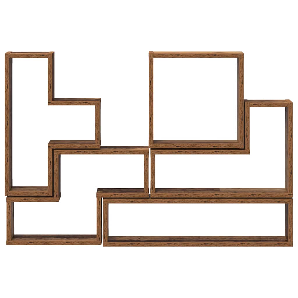 Muur Cube met plank Oud hout 96 x 12 x 64 cm Bewerkt hout
