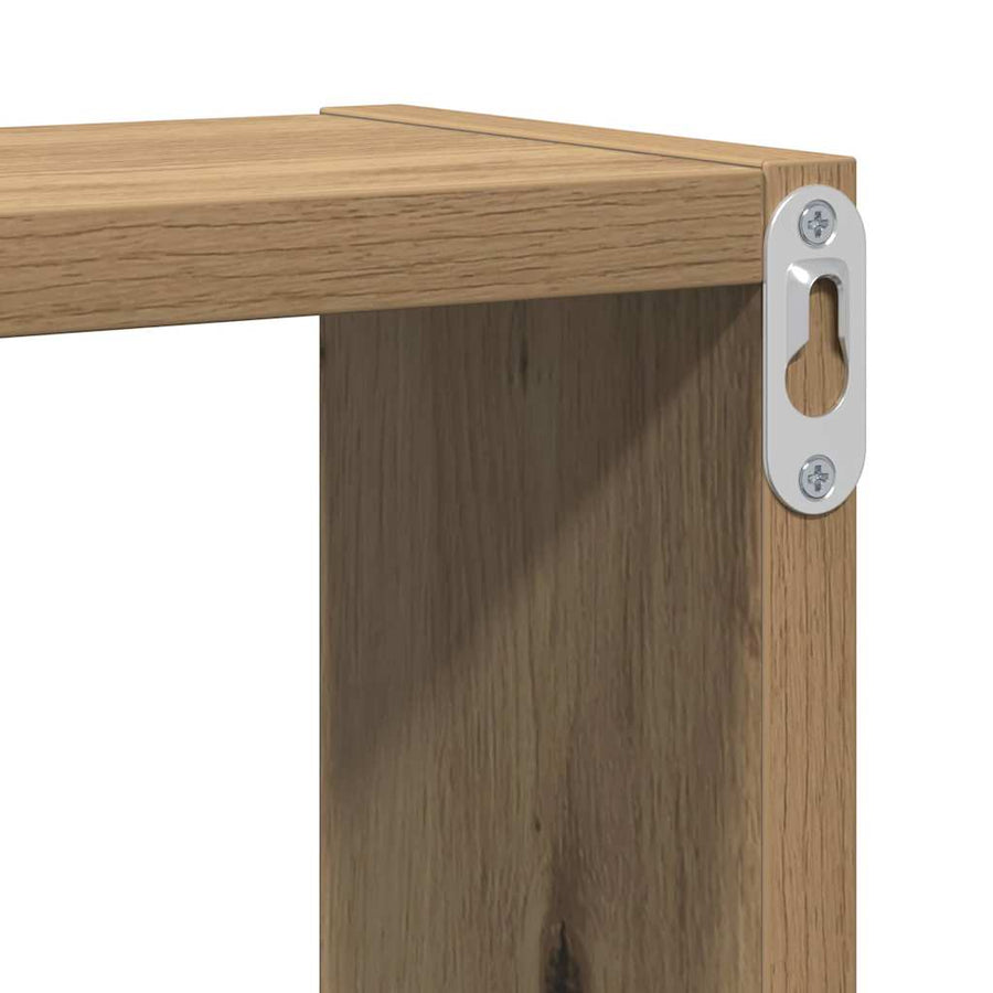 Muur Cube artisanaal eikenkleurig 96 x 12 x 64 cm Bewerkt hout