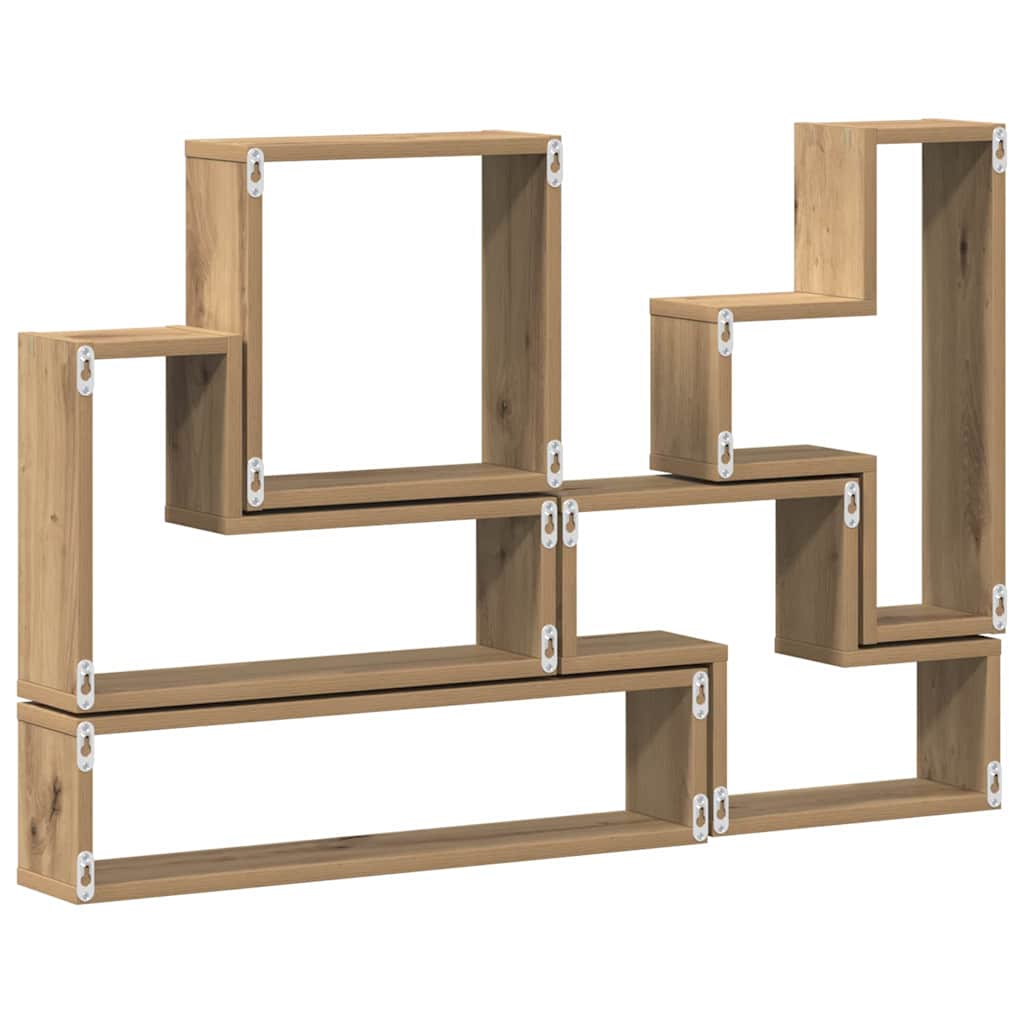 Muur Cube artisanaal eikenkleurig 96 x 12 x 64 cm Bewerkt hout