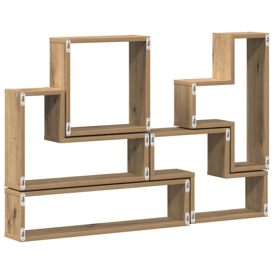 Muur Cube artisanaal eikenkleurig 96 x 12 x 64 cm Bewerkt hout