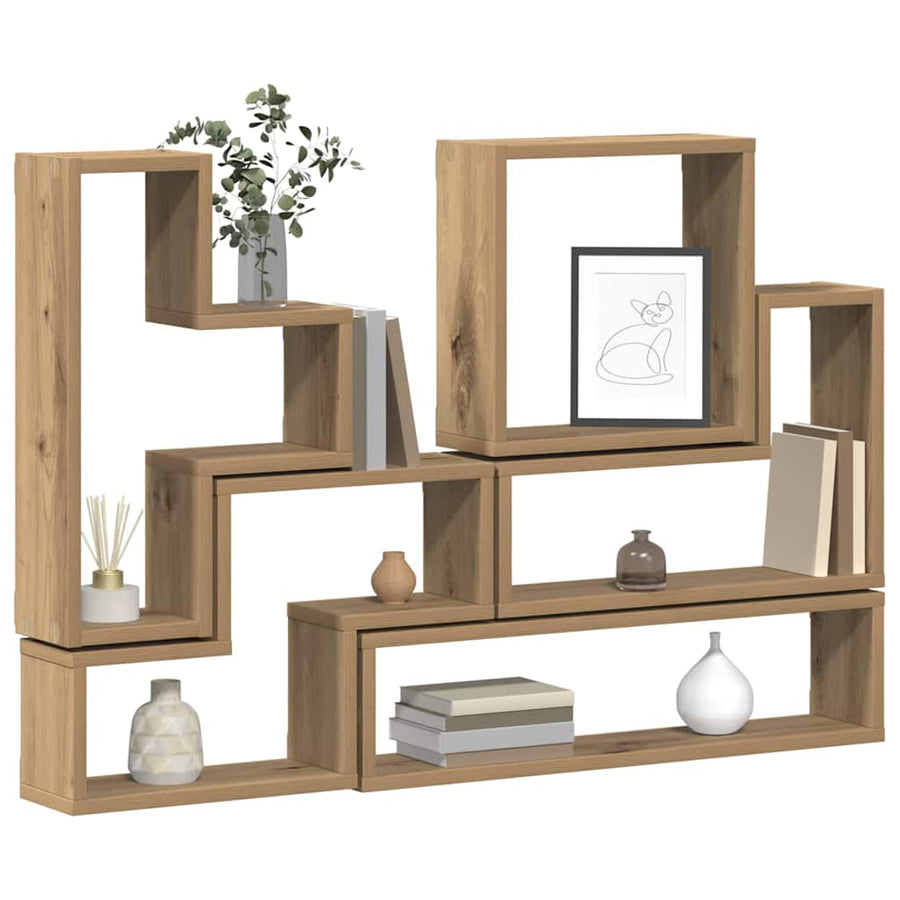 Muur Cube artisanaal eikenkleurig 96 x 12 x 64 cm Bewerkt hout