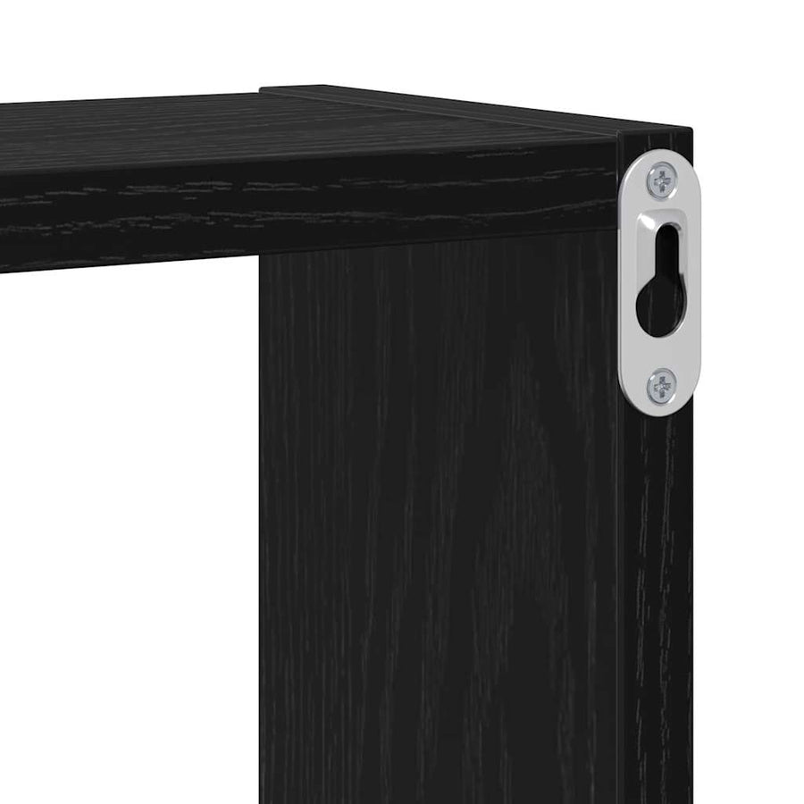 Muur Cube met plank Zwart eiken 96 x 12 x 64 cm Bewerkt hout