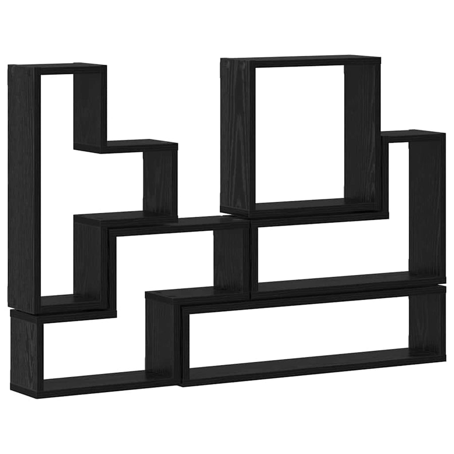 Muur Cube met plank Zwart eiken 96 x 12 x 64 cm Bewerkt hout