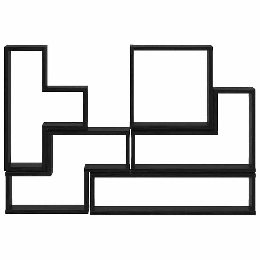 Muur Cube met plank Zwart eiken 96 x 12 x 64 cm Bewerkt hout