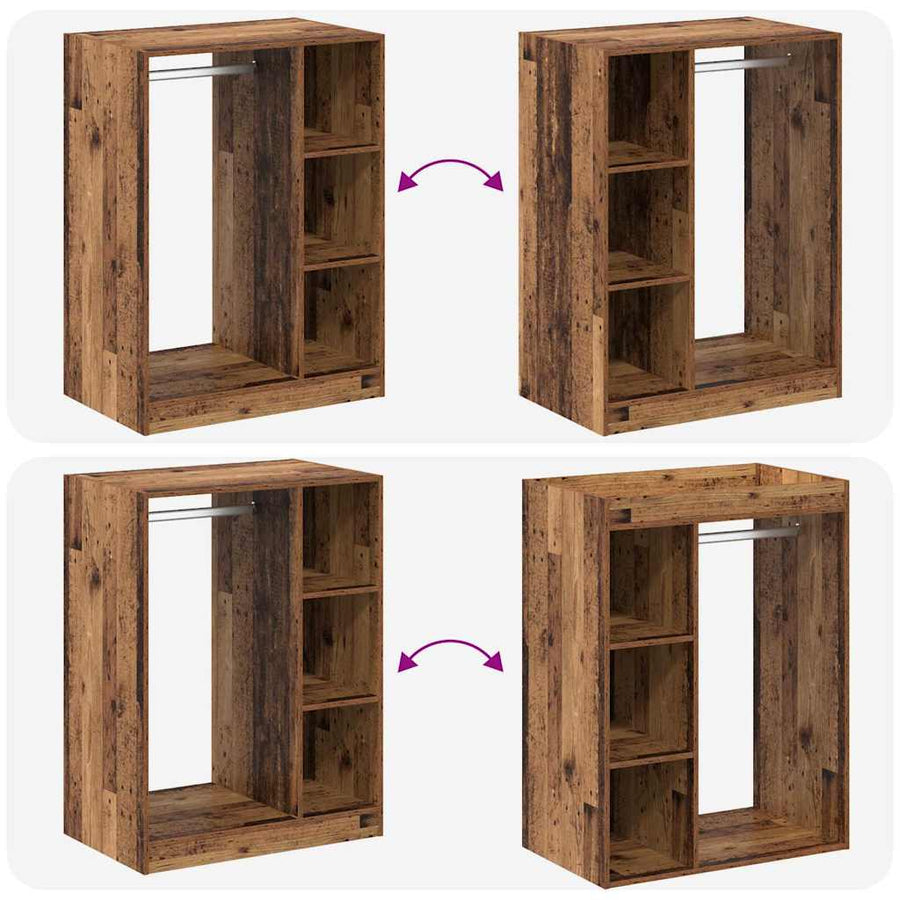Kledingkast met plank Oud hout 77 x 48 x 102 cm Bewerkt hout