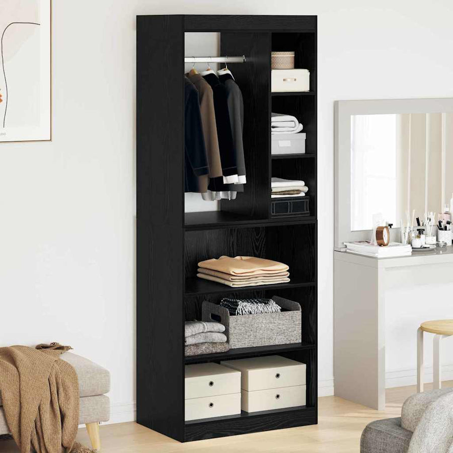 Kledingkast met plank Zwart eiken 77 x 48 x 102 cm Bewerkt hout