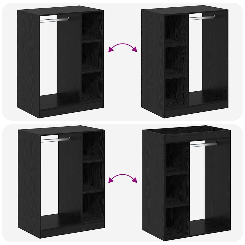 Kledingkast met plank Zwart eiken 77 x 48 x 102 cm Bewerkt hout