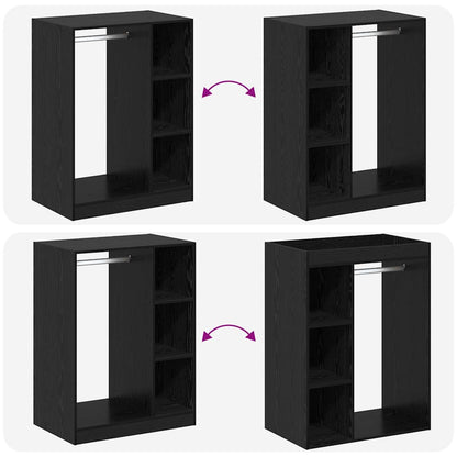 Kledingkast met plank Zwart eiken 77 x 48 x 102 cm Bewerkt hout