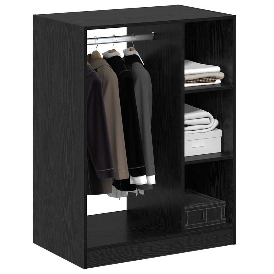 Kledingkast met plank Zwart eiken 77 x 48 x 102 cm Bewerkt hout