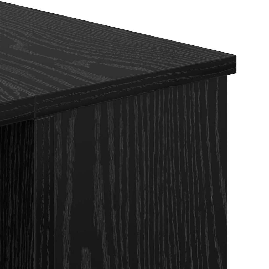 Bureau met plank Zwart eiken 140 x 50 x 75 cm Bewerkt hout