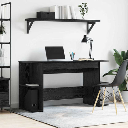 Bureau met plank Zwart eiken 140 x 50 x 75 cm Bewerkt hout