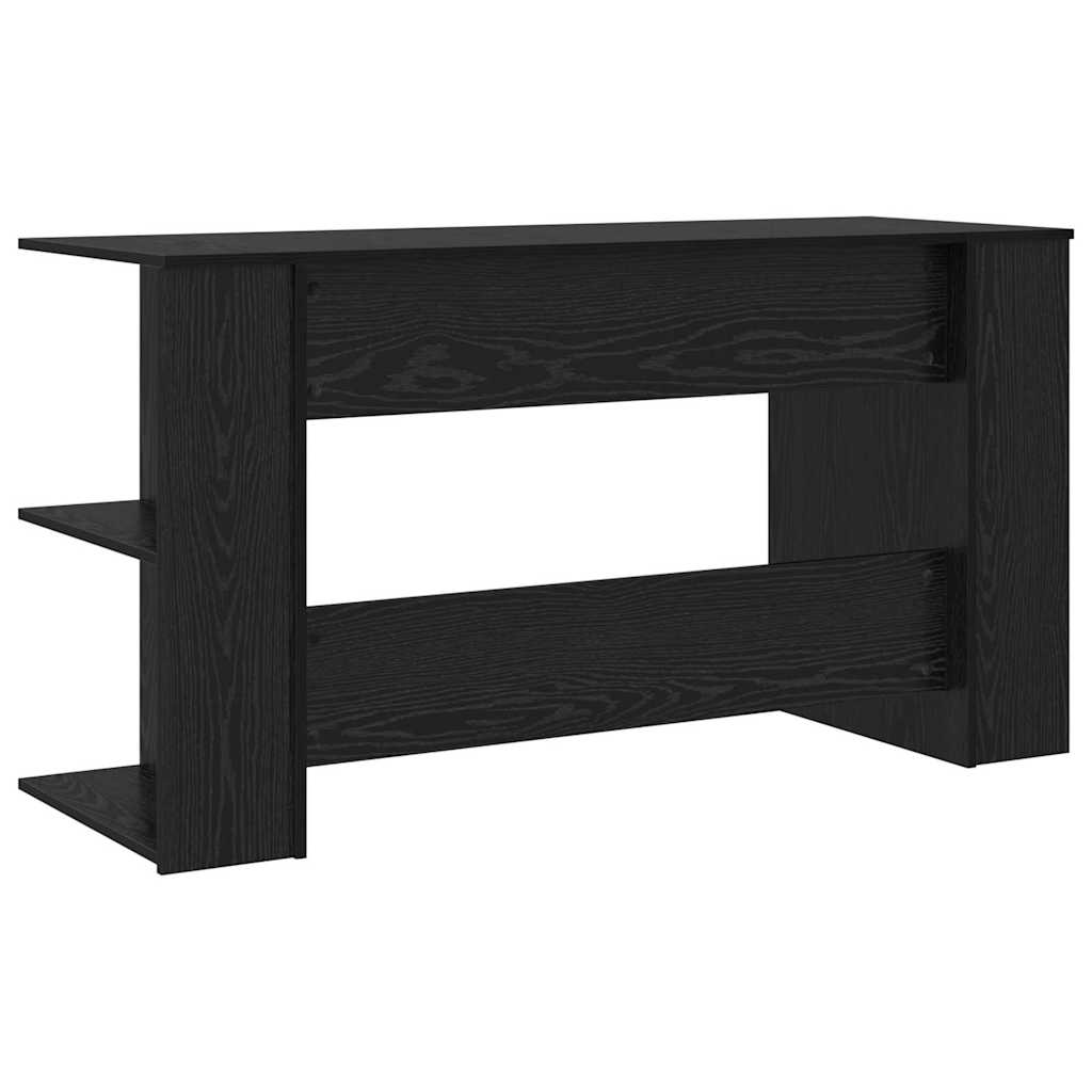Bureau met plank Zwart eiken 140 x 50 x 75 cm Bewerkt hout