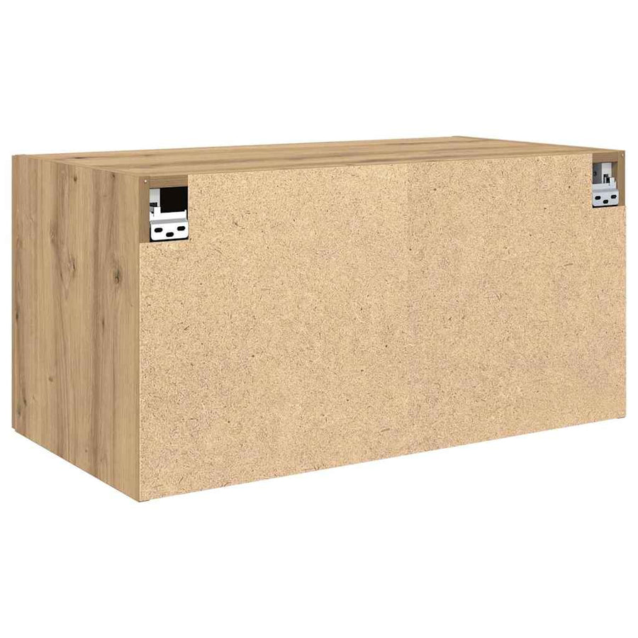 Wandkast artisanaal eikenkleurig 80 x 42.5 x 40 cm Bewerkt hout