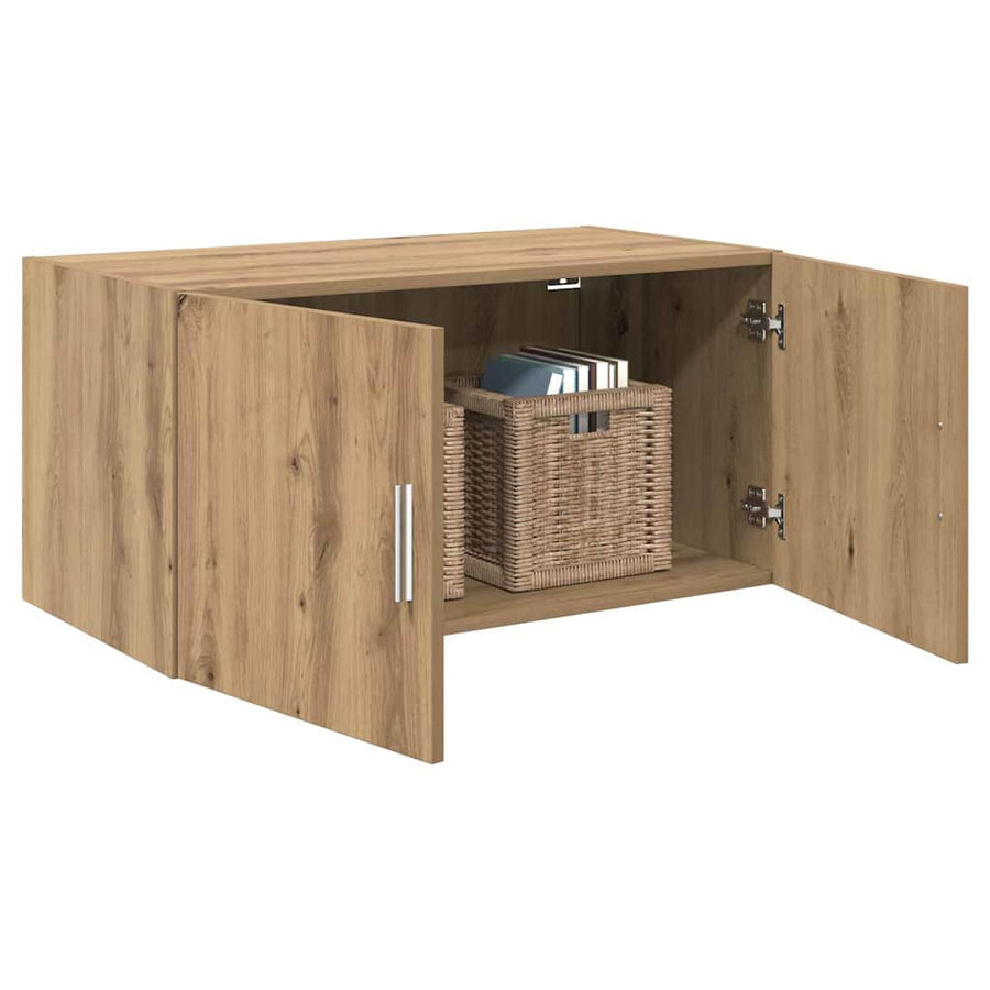 Wandkast artisanaal eikenkleurig 80 x 42.5 x 40 cm Bewerkt hout