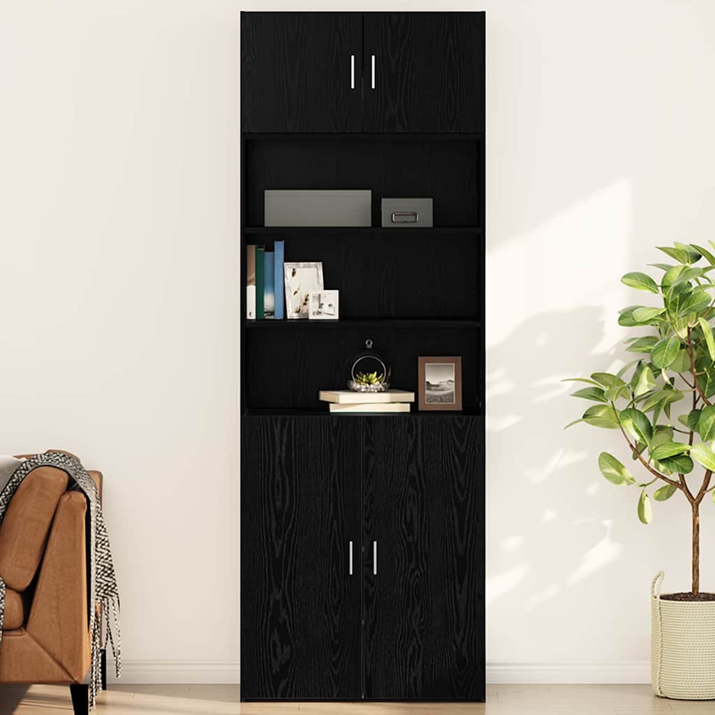 Wandkast Zwart eiken 80 x 42.5 x 40 cm Bewerkt hout