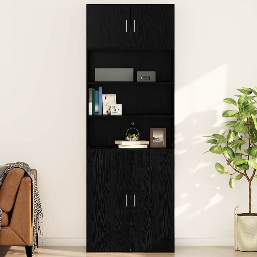 Wandkast Zwart eiken 80 x 42.5 x 40 cm Bewerkt hout