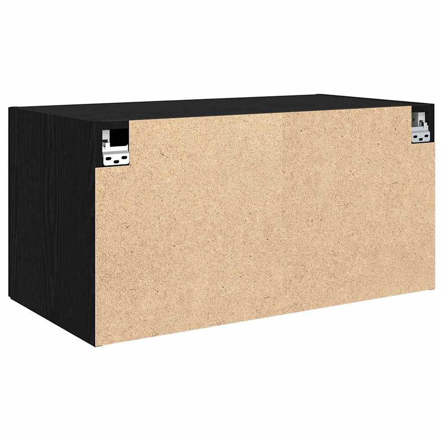 Wandkast Zwart eiken 80 x 42.5 x 40 cm Bewerkt hout