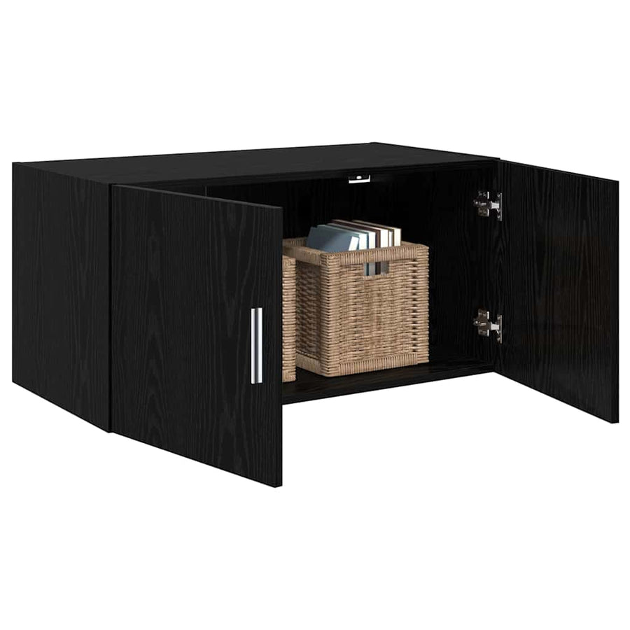 Wandkast Zwart eiken 80 x 42.5 x 40 cm Bewerkt hout