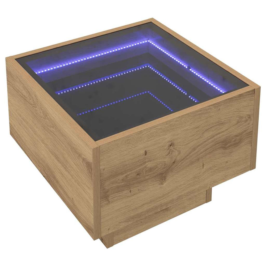 Bijzettafel artisanaal eikenkleurig 40 x 40 x 30 cm