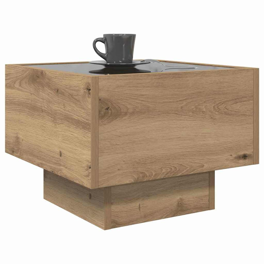 Bijzettafel artisanaal eikenkleurig 40 x 40 x 30 cm