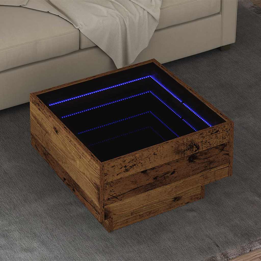 Salontafel Oud hout 50 x 50 x 30 cm Bewerkt hout