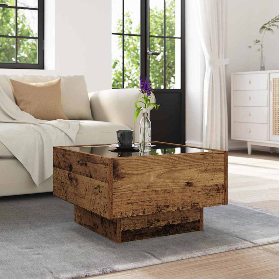 Salontafel Oud hout 50 x 50 x 30 cm Bewerkt hout