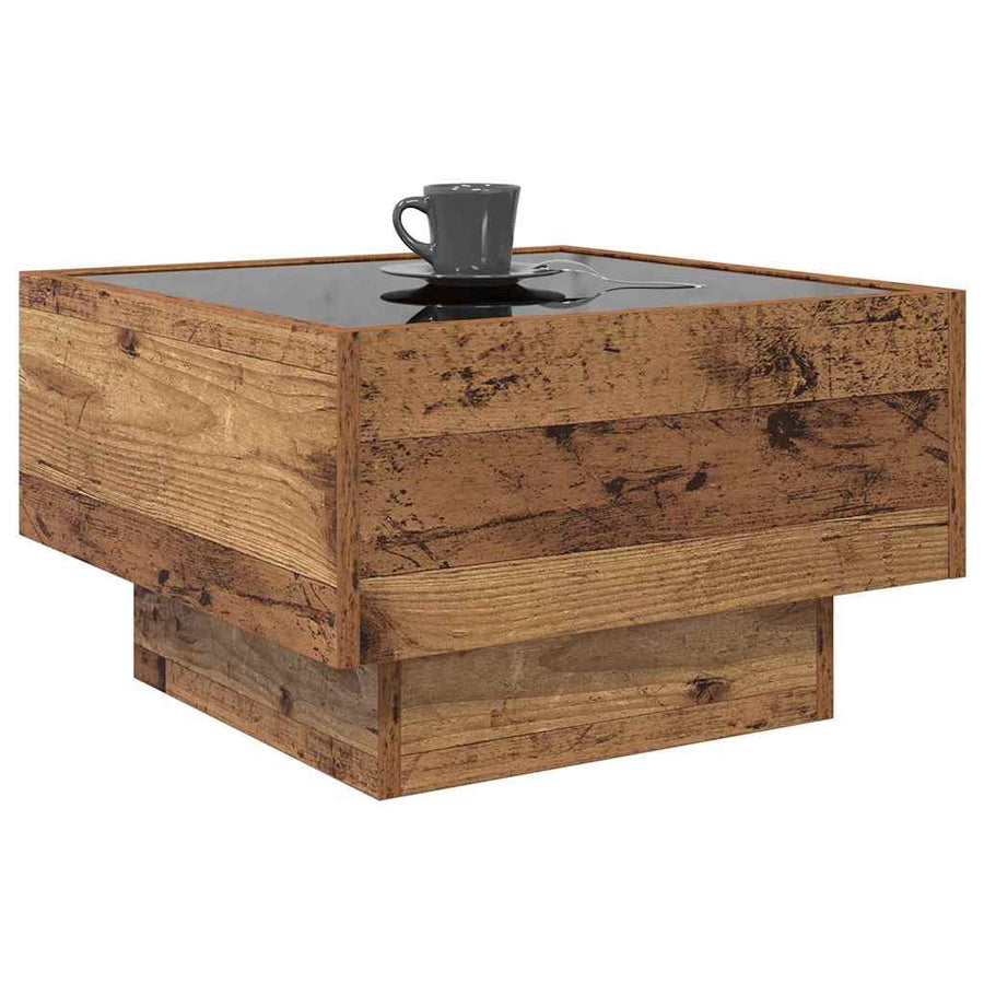 Salontafel Oud hout 50 x 50 x 30 cm Bewerkt hout