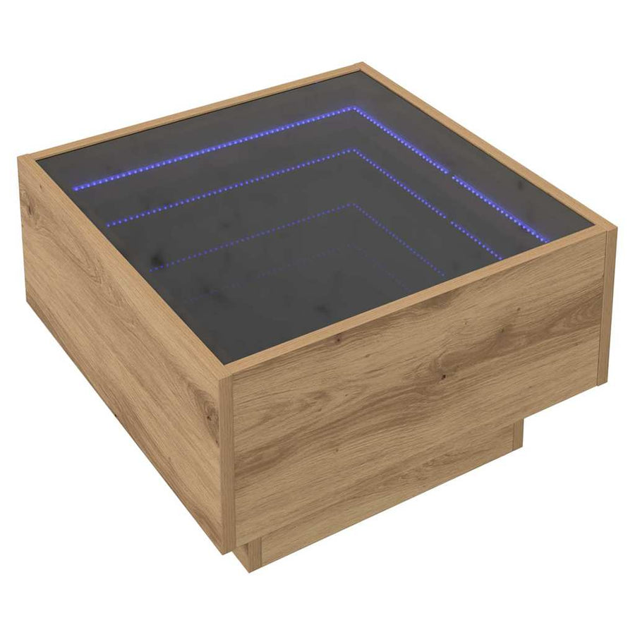 Salontafel artisanaal eikenkleurig 50 x 50 x 30 cm Bewerkt hout