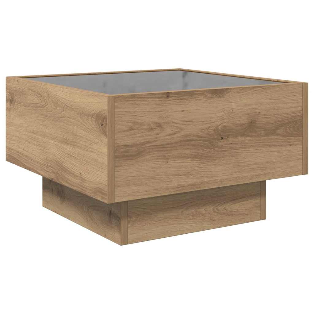 Salontafel artisanaal eikenkleurig 50 x 50 x 30 cm Bewerkt hout