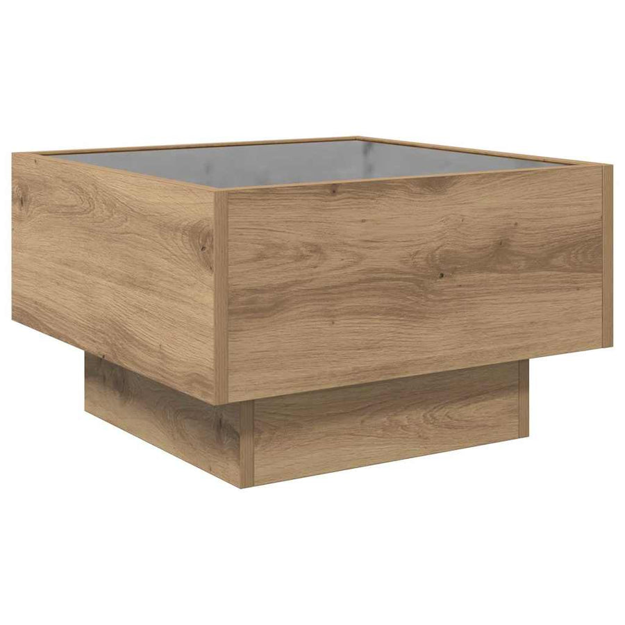 Salontafel artisanaal eikenkleurig 50 x 50 x 30 cm Bewerkt hout