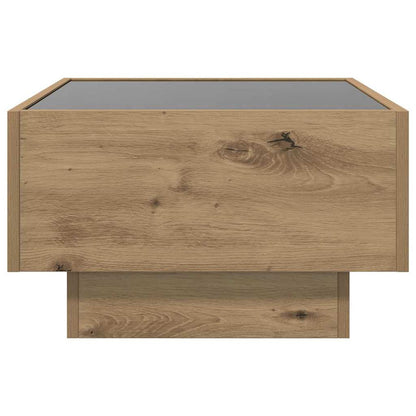 Salontafel artisanaal eikenkleurig 50 x 50 x 30 cm Bewerkt hout