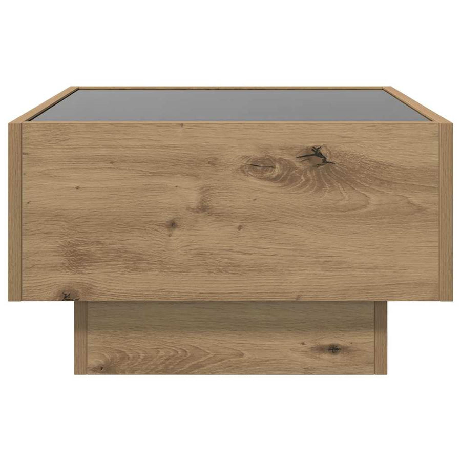 Salontafel artisanaal eikenkleurig 50 x 50 x 30 cm Bewerkt hout