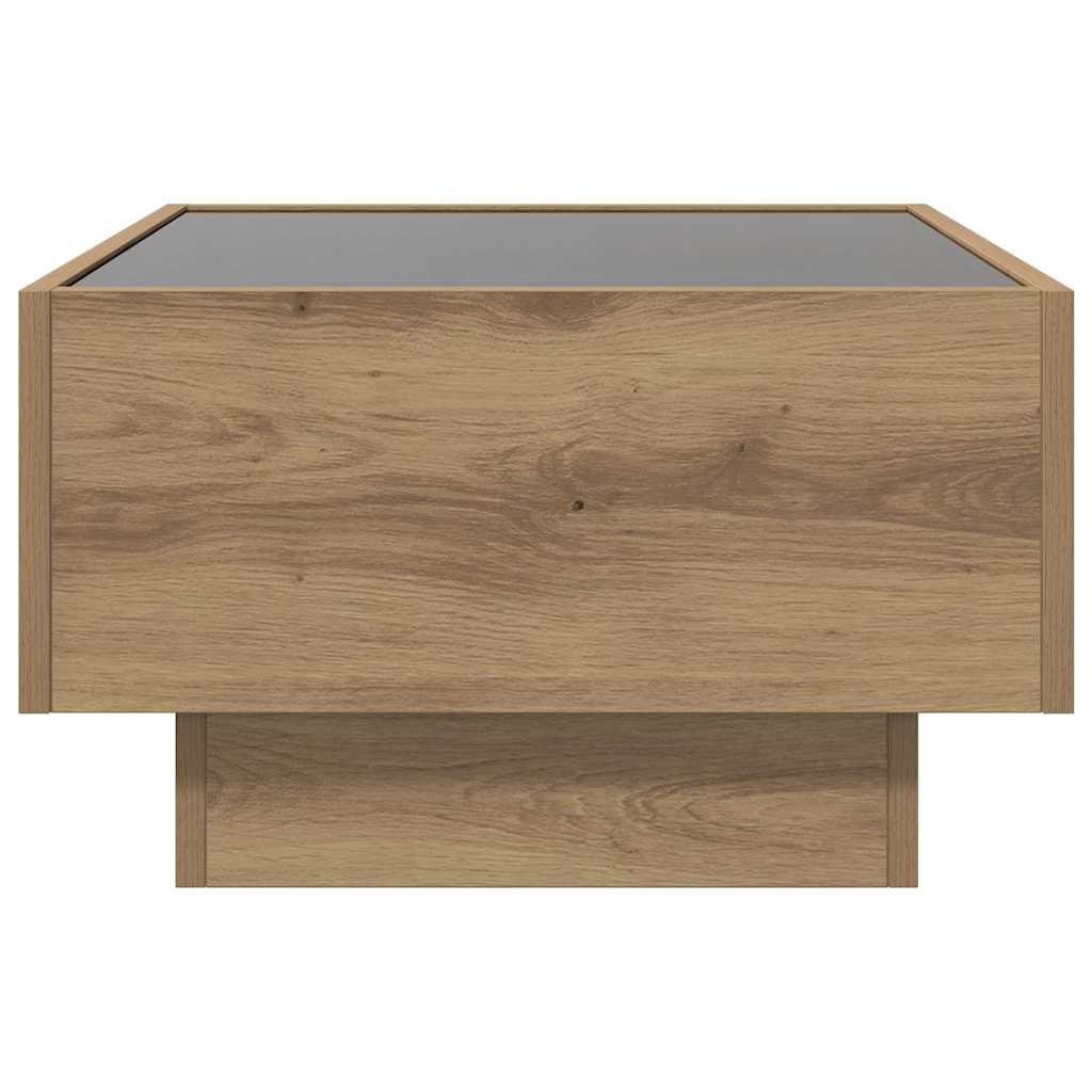 Salontafel artisanaal eikenkleurig 50 x 50 x 30 cm Bewerkt hout