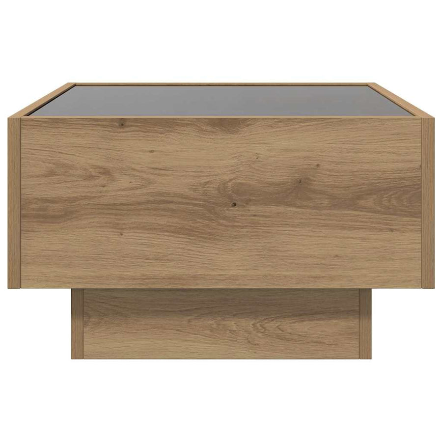 Salontafel artisanaal eikenkleurig 50 x 50 x 30 cm Bewerkt hout