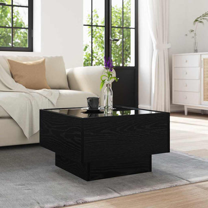 Salontafel Zwart eiken 50 x 50 x 30 cm Bewerkt hout
