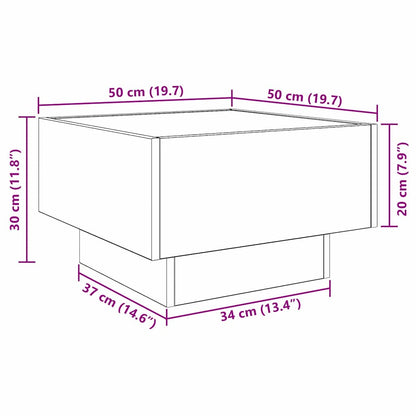 Salontafel Zwart eiken 50 x 50 x 30 cm Bewerkt hout