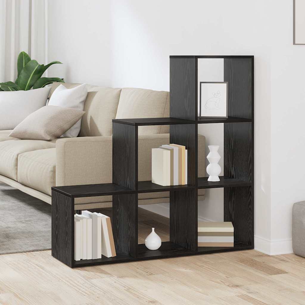 Kamerscherm Boekenkast Zwart Eiken 99 x 29 x 99 cm Bewerkt hout