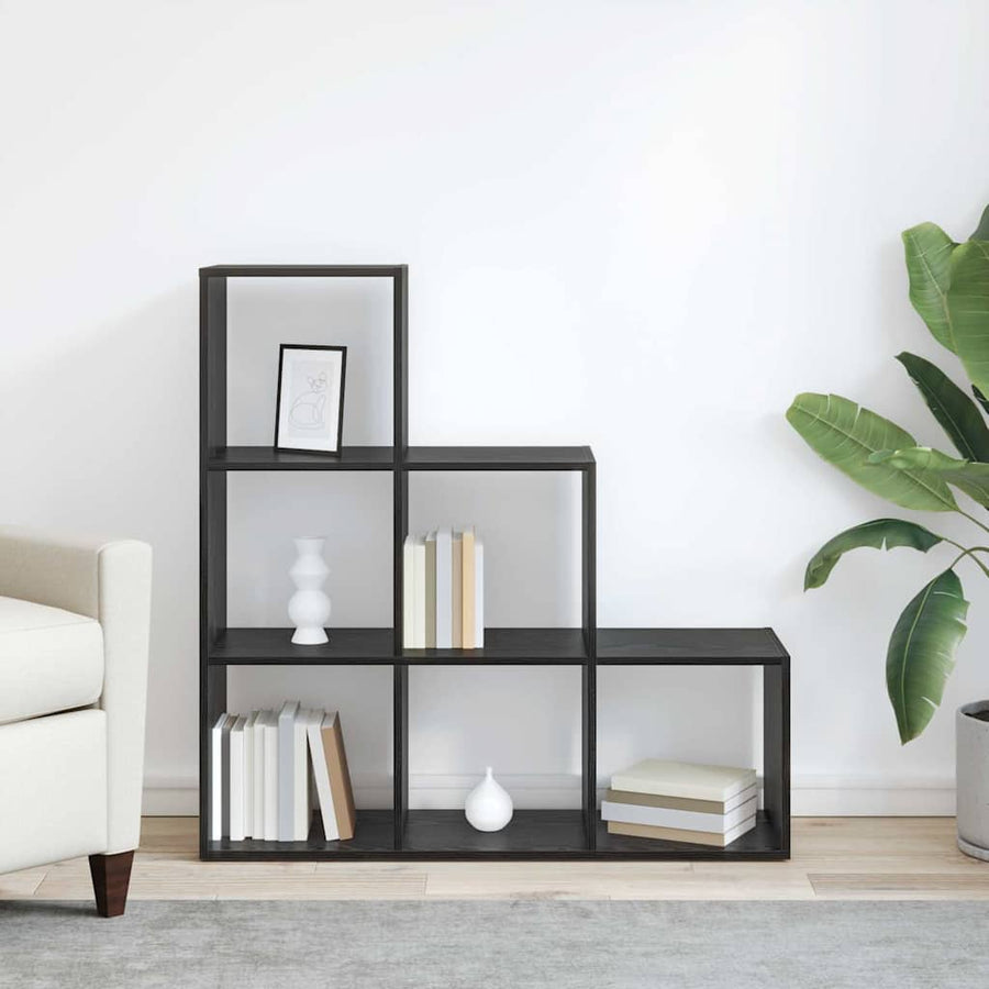 Kamerscherm Boekenkast Zwart Eiken 99 x 29 x 99 cm Bewerkt hout