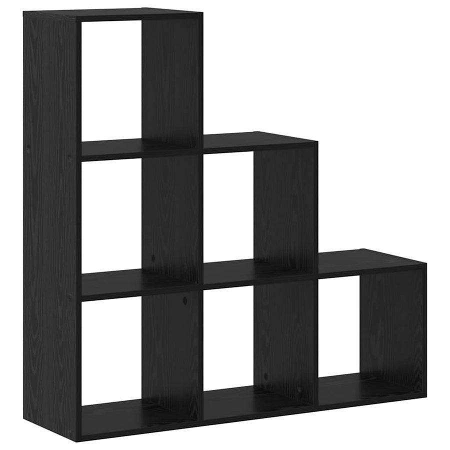 Kamerscherm Boekenkast Zwart Eiken 99 x 29 x 99 cm Bewerkt hout
