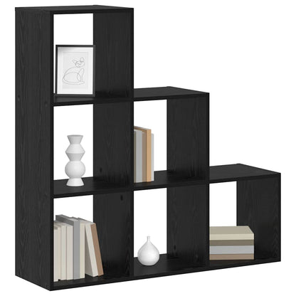 Kamerscherm Boekenkast Zwart Eiken 99 x 29 x 99 cm Bewerkt hout